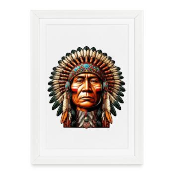 Amérindien Peau rouge d’Amérique - Affiche encadrée (27 × 37 cm) - blanc - Devant