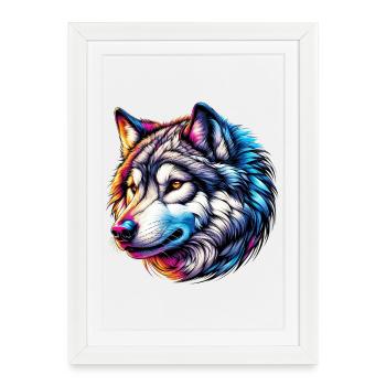 Loup - Affiche encadrée (27 × 37 cm) - blanc - Devant
