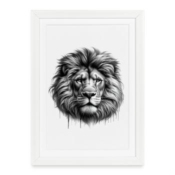 Lion - Framed poster (27 × 37 cm) - white - Front