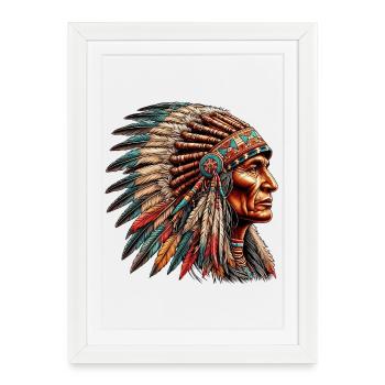Amérindien Peau rouge d’Amérique - Affiche encadrée (27 × 37 cm) - blanc - Devant