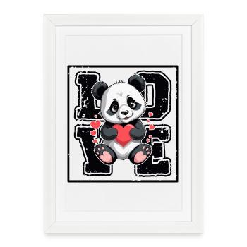 Panda Love - Framed poster (27 × 37 cm) - white - Front