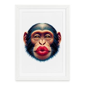 Baiser de singe - Affiche encadrée (27 × 37 cm) - blanc - Devant
