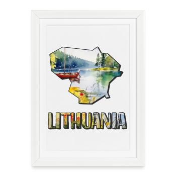 Watercolor Map of Lithuania - Framed poster (27 × 37 cm) - white - Front