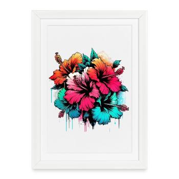 Fleurs d’hibiscus - Affiche encadrée (27 × 37 cm) - blanc - Devant
