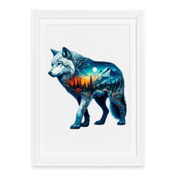 Loup - Affiche encadrée (27 × 37 cm) - blanc - Devant