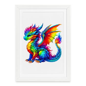 Dragon - Framed poster (27 × 37 cm) - white - Front