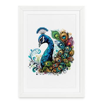 Paon - Affiche encadrée (27 × 37 cm) - blanc - Devant
