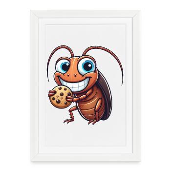 Drôle Cookie cafard Dessert sucré Bande dessinée - Affiche encadrée (27 × 37 cm) - blanc - Devant