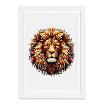 Lion - Framed poster (27 × 37 cm) - white - Front