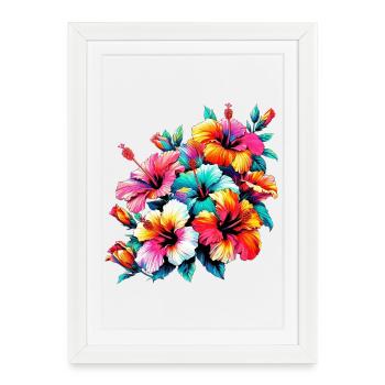 Fleurs d’hibiscus - Affiche encadrée (27 × 37 cm) - blanc - Devant