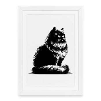 British Longhair Cat - Framed poster (27 × 37 cm) - white - Front