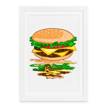 Hamburger avec un reflet - Affiche encadrée (27 × 37 cm) - blanc - Devant