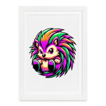 Hedgehog - Framed poster (27 × 37 cm) - white - Front