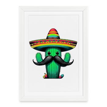 Cactus - Affiche encadrée (27 × 37 cm) - blanc - Devant