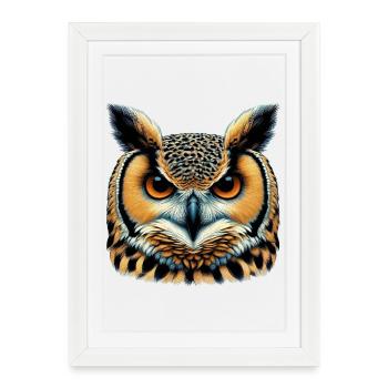 Owl - Framed poster (27 × 37 cm) - white - Front