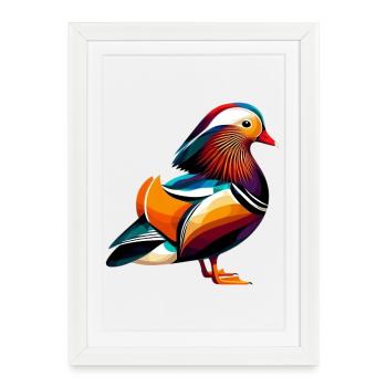 Canard mandarin - Affiche encadrée (27 × 37 cm) - blanc - Devant
