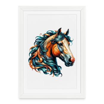 Cheval - Affiche encadrée (27 × 37 cm) - blanc - Devant