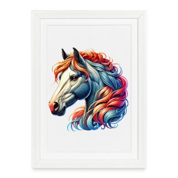 Cheval - Affiche encadrée (27 × 37 cm) - blanc - Devant