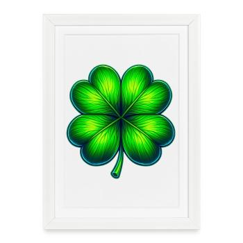 Trèfle à quatre feuilles - Affiche encadrée (27 × 37 cm) - blanc - Devant