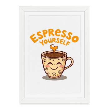 Tasse à café mignonne anti-stress design - Affiche encadrée (27 × 37 cm) - blanc - Devant