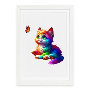Chats (02) - Affiche encadrée (27 × 37 cm) - blanc - Devant