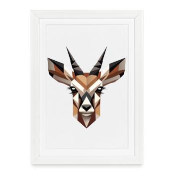Geometric antelope head – elegance and wilderness - Framed poster (27 × 37 cm) - white - Front