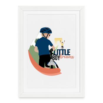 Little boy dreams - Affiche encadrée (27 × 37 cm) - blanc - Devant