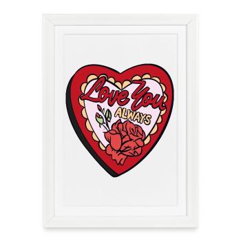 Je t’aime toujours - Coeur rétro romantique - Affiche encadrée (27 × 37 cm) - blanc - Devant