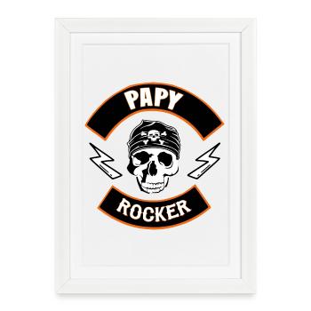 Papy rocker - Affiche encadrée (27 × 37 cm) - blanc - Devant