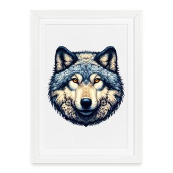 Loup - Affiche encadrée (27 × 37 cm) - blanc - Devant
