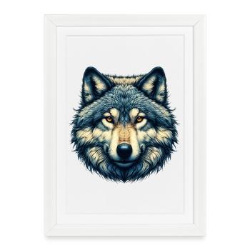 Wolf - Gerahmtes Poster (27 × 37 cm) - Weiß - Vorne