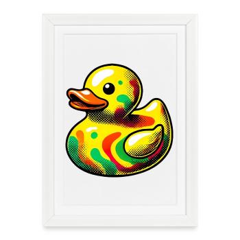 Caneton Canard Canard Canard - Affiche encadrée (27 × 37 cm) - blanc - Devant