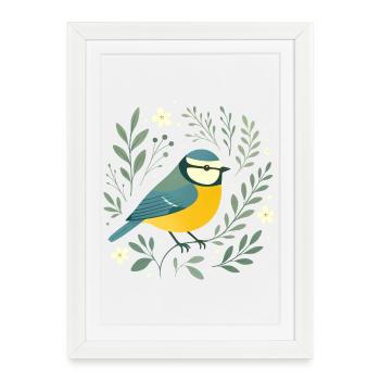 Bleu et fleurs - Affiche encadrée (27 × 37 cm) - blanc - Devant