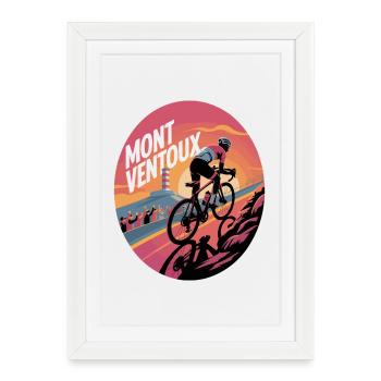 Cycliste au Mont Ventoux au coucher du soleil - Affiche encadrée (27 × 37 cm) - blanc - Devant