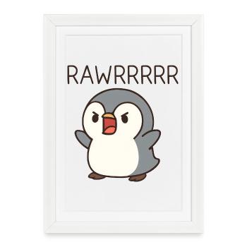 Cute Penguin Costume Roar Cartoon Chibi - Framed poster (27 × 37 cm) - white - Front