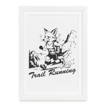 Trail running - Affiche encadrée (27 × 37 cm) - blanc - Devant
