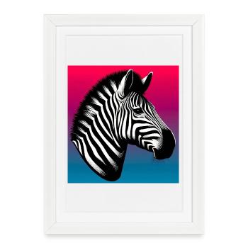 zèbre - Affiche encadrée (27 × 37 cm) - blanc - Devant