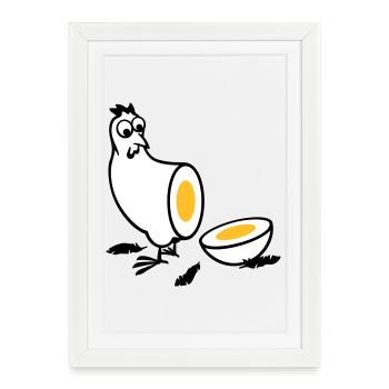 Huhn oder Ei - Gerahmtes Poster (27 × 37 cm) - Weiß - Vorne