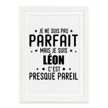 Léon: authentic, imperfect, top, perfection - Framed poster (27 × 37 cm) - white - Front