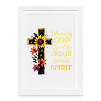 Aimé Par Jésus Chrétien Croix - Affiche encadrée (27 × 37 cm) - blanc - Devant