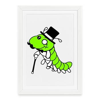 Caterpillar Sir Lord Rich Monocle Glasses Top Hat - Framed poster (27 × 37 cm) - white - Front