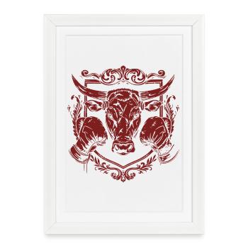 Boxer Taureau - Affiche encadrée (27 × 37 cm) - blanc - Devant