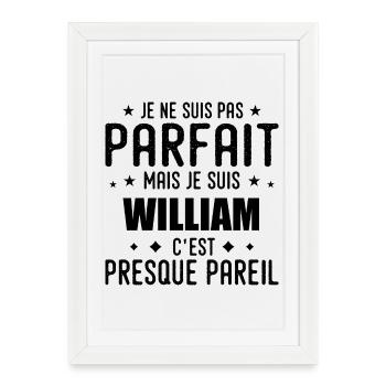 William : authentique, imparfait, top, perfection - Affiche encadrée (27 × 37 cm) - blanc - Devant