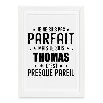 Thomas: authentic, imperfect, top, perfection - Framed poster (27 × 37 cm) - white - Front
