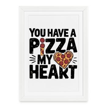 Pizza Love Heart Drôle Amateur de Nourriture - Affiche encadrée (27 × 37 cm) - blanc - Devant