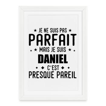 Daniel: authentic, imperfect, top, perfection - Framed poster (27 × 37 cm) - white - Front