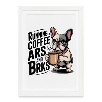 Running on Coffee and Barks - Framed poster (27 × 37 cm) - white - Front