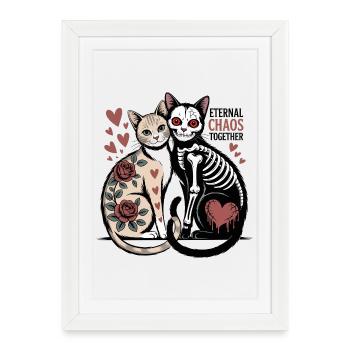 Chats du Chaos éternel - Affiche encadrée (27 × 37 cm) - blanc - Devant