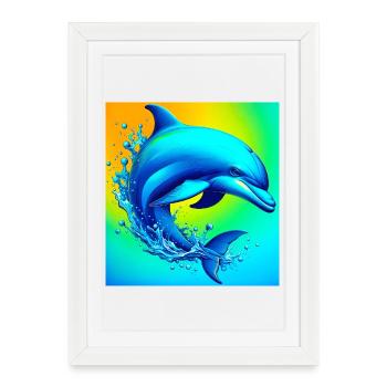 dauphin - Affiche encadrée (27 × 37 cm) - blanc - Devant