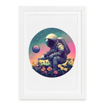 Astronaute de Space Blossoms - Affiche encadrée (27 × 37 cm) - blanc - Devant